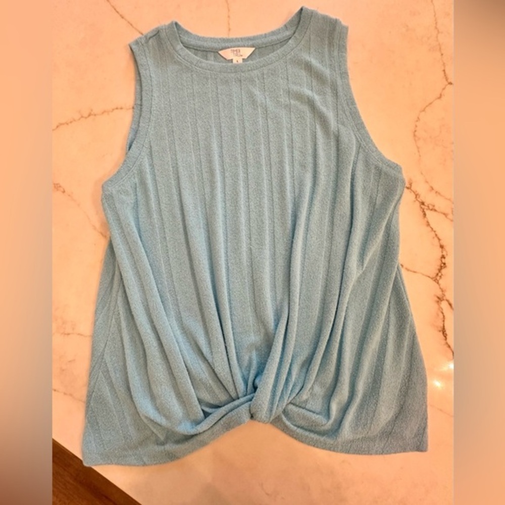 Time and Tru Blue Ribbed Sleeveless Top